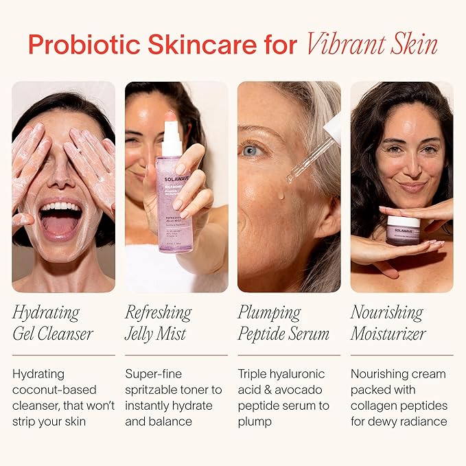 Solawave Plumping Peptide Lifting Serum with Triple Hyaluronic Acid, Probiotics, Avocado Vegan Peptides for Collagen and Radiant Complexion - Anti-Aging Preventative for All Skin Types (1 FL OZ)