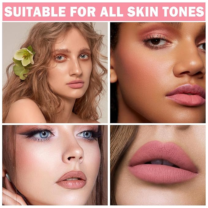 Matte Nude Lipstick Velvet Heart Shaped Lip Stick,Nude Lip Stain Lip Tint Long Lasting Non Stick Cup Neutral Lipstick for Women - 02 Peach