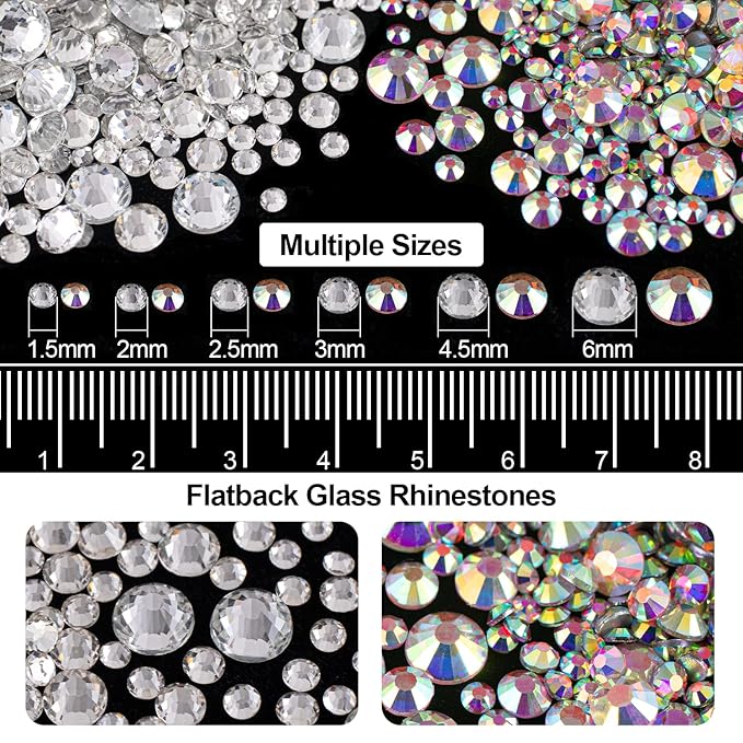Flat Back Rhinestone Kits Colorful Rhinestones+Crystal AB&Transparent White