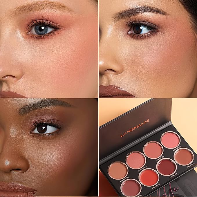 8 Colors Blush and Highlighter Palette, 2-in-1 Contour
