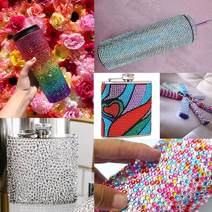 Flat Back Rhinestone Kits Colorful Rhinestones+Crystal AB&Transparent White