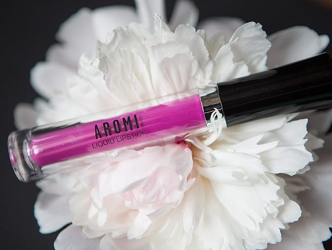 Aromi Bright Pink Matte Liquid Lipstick | Magenta Fuchsia Lip Color with Blue Undertones, Vegan, Cruelty-free, Smudge Proof, Stay All Day, Long-lasting (Pink Peonies)