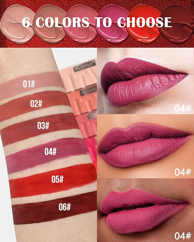 Matte Liquid Lipstick for Women, Highly Pigmented Lip Tint Stain, Super Velvet Matte Red Pink Lip Gloss, Up to 16H Wear, Long Lasting Waterproof Non-Stick Cup Lip Color Stay, Christmas Makeup Gift-04#