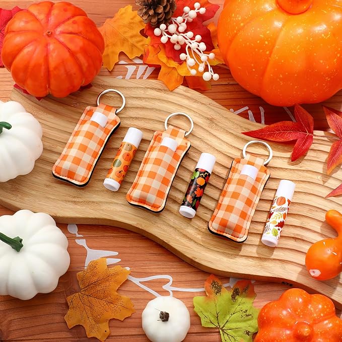 18 Sets Fall Pumpkin Lip Balm Bulk and Lip