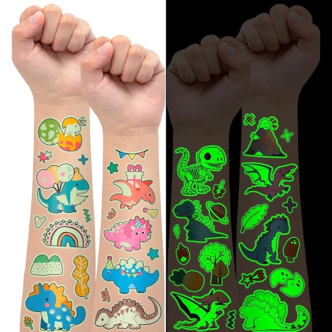 140+ Styles Luminous Kids Tattoos, Temporary Tattoo Stickers Games (Dinosaur)