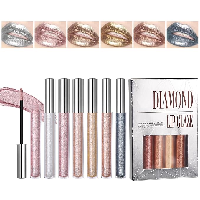 COOSA Glitter Liquid Lipsticks, Diamond Shimmer Metallic Lipstick Glitter