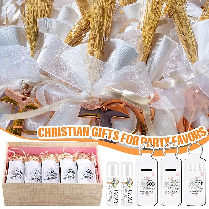 18 Sets Christian Inspiration Gift Lip Balm Bulk and Lipstick Holder Keychains Set Bible Verse Gift for Women Teacher Mom Church Favors(with God)