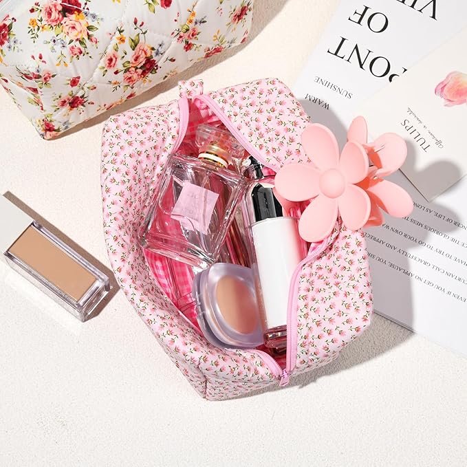 Soidram quilted makeup bag floral