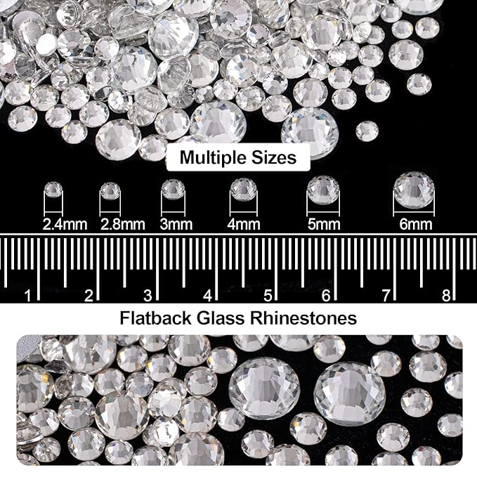 Flat Back Rhinestone Kits Colorful Rhinestones+Transparent White Gems