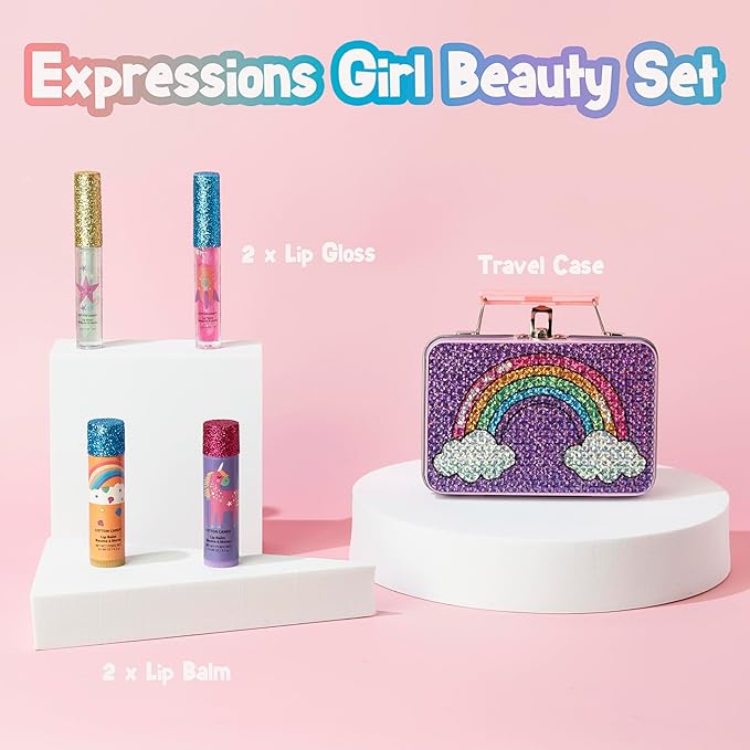 Expressions 5pc Rainbow Rhinestones Cosmetics Lip Kit For Glosses,