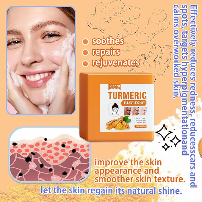 2PCS Turmeric Soap Bar for Face