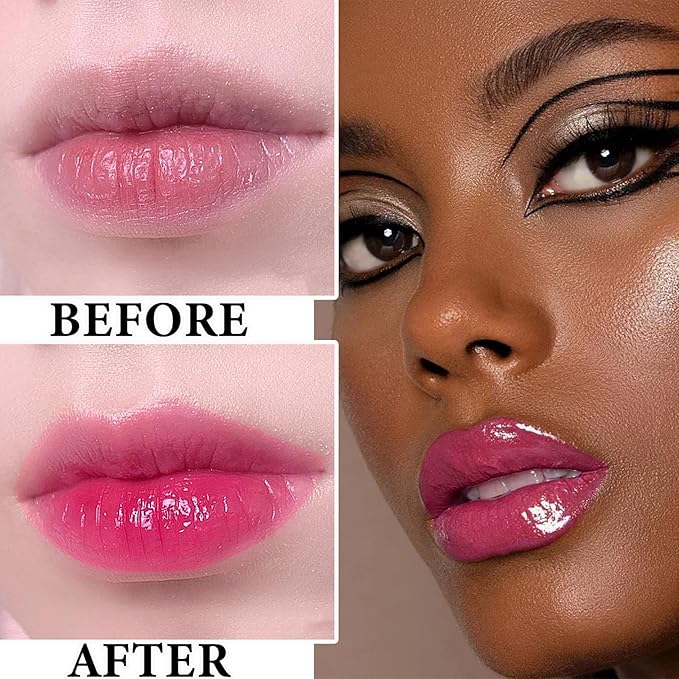 Lip Plumping Lip Gloss,Big Brush Head Lip Oil Hydrating Nourishing & Smooth Glossy Lip Glow Oil,Moisturizing Tinted Lip Gloss Lip Balm Shiny and Vegan Plumping Lip Tint Care(#03 Barbie Pink)