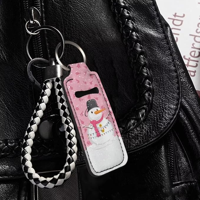 Women Girls Chapstick Holder Keychain Pink, Keyring