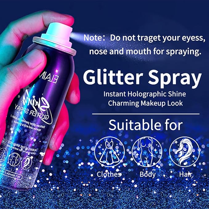 Body Glitter Spray, Glitter Spray for Hair, Body 2.11Fl Oz
