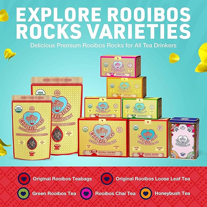 Premium Organic Rooibos Tea Bags 40 - Naturally Sweet Herbal Tea Safe for Children and Pregnant Women - Low Tannin, Caffeine Free Rooibos Tea Sustainably and Ethically Farmed in South Africa