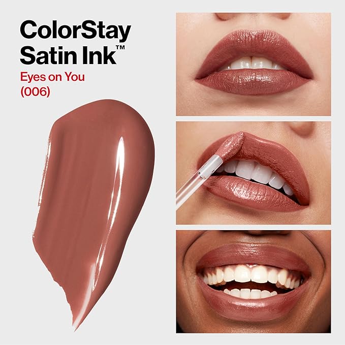 Revlon Liquid Lipstick, Face Makeup, ColorStay Satin Ink, Longwear Rich Lip Colors, Formulated with Black Currant Seed Oil, 006 Eyes on You, 0.17 Fl Oz