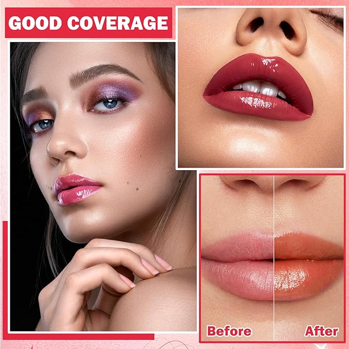 AWCCXMYM 7 Colors Lip Tint Stain Korean Lip Gloss Matte Nude High Pigment Hydrating Long Lasting Waterproof Non-Stick Plumping Liquid Lipstick Set For Lip Cheek Eye Color