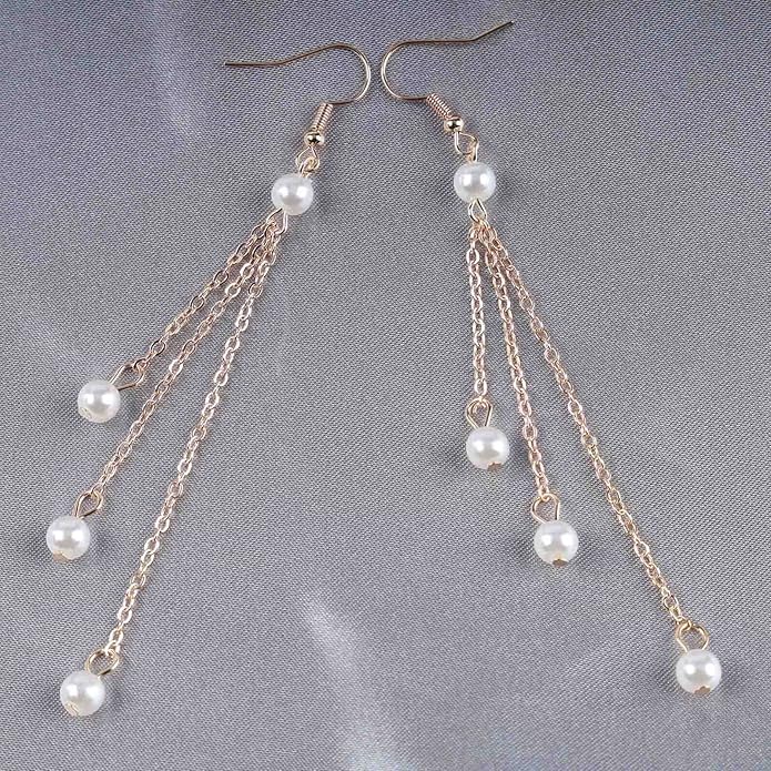 Vintage Pearl Dangle Earrings Gold Pearl