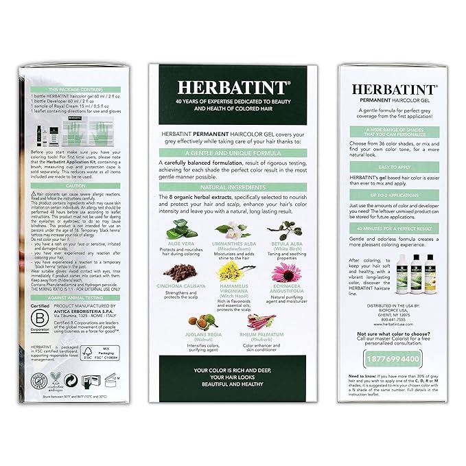 Herbatint Permanent Haircolor Gel, 6D