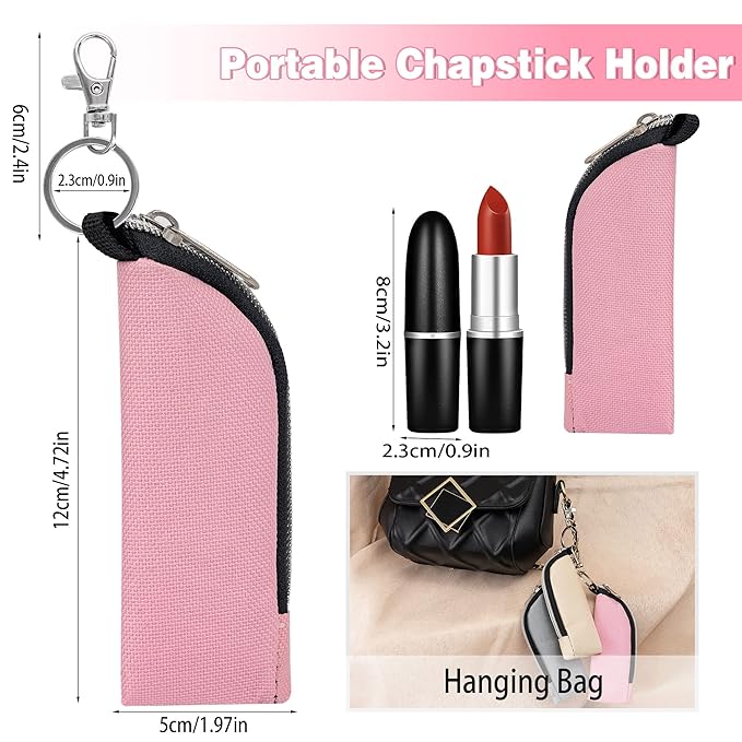 Chapstick Holder, 6 Pcs Lip Balm Sleeve Pouch, Portable Lipstick Holder Bag, Clip-on Makeup Travel Accessories, Great Stuffers for Women