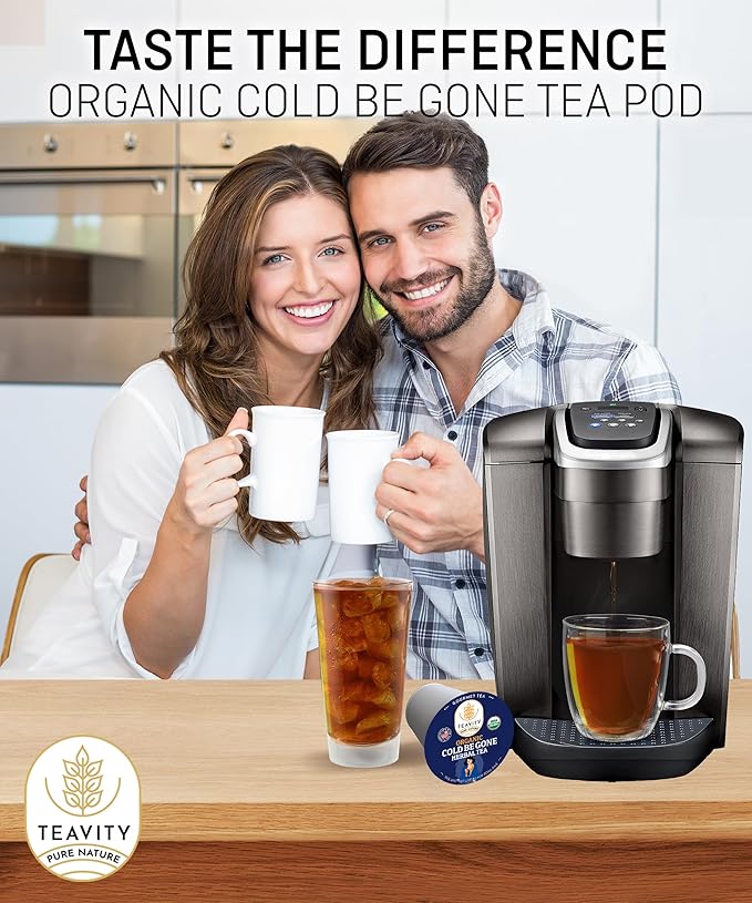 Organic Rooibos Tea Pods for Keurig with Lemon, Mint, Licorice - Unsweetened Decaf Tea for K Cup Brewing - Cold Be Gone by Teavity (24 Tea Pods)