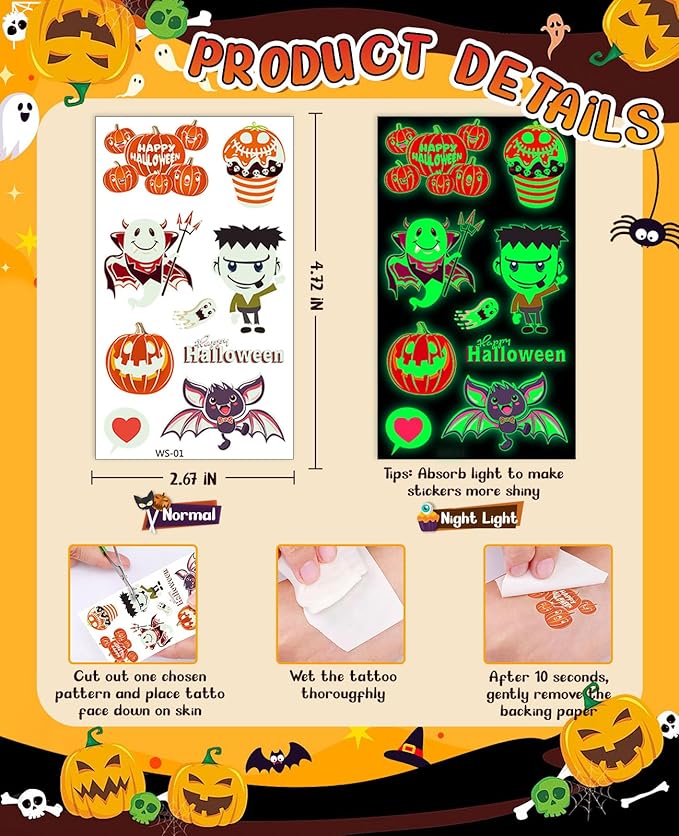 Halloween Party Favors Stickers Pumpkin Decorating Kit Halloween Makeup Gifts