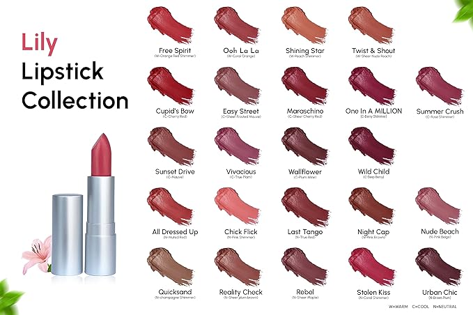 Mom's Secret Lily Natural Lipstick, Natural moisture with Vitamin E coupled with Organic Grapeseed and Organic Jojoba Oils, Vegan, Paraben Free, Made in the USA. 0.14 oz. (Urban Chic)