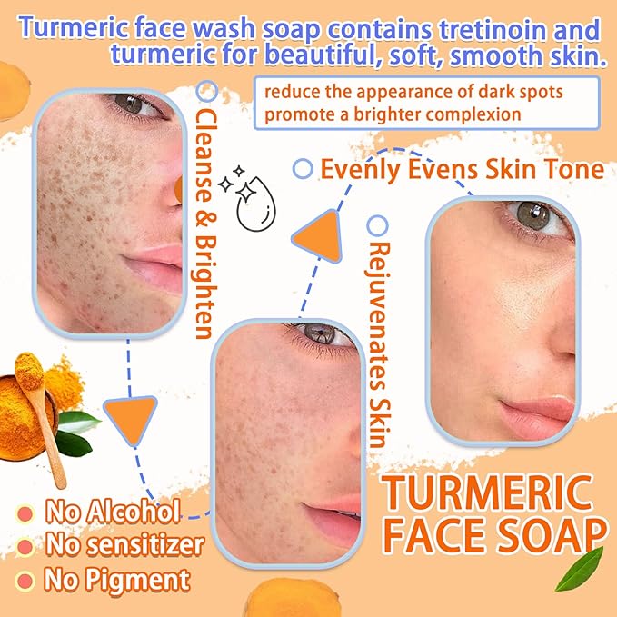 2PCS Turmeric Soap Bar for Face