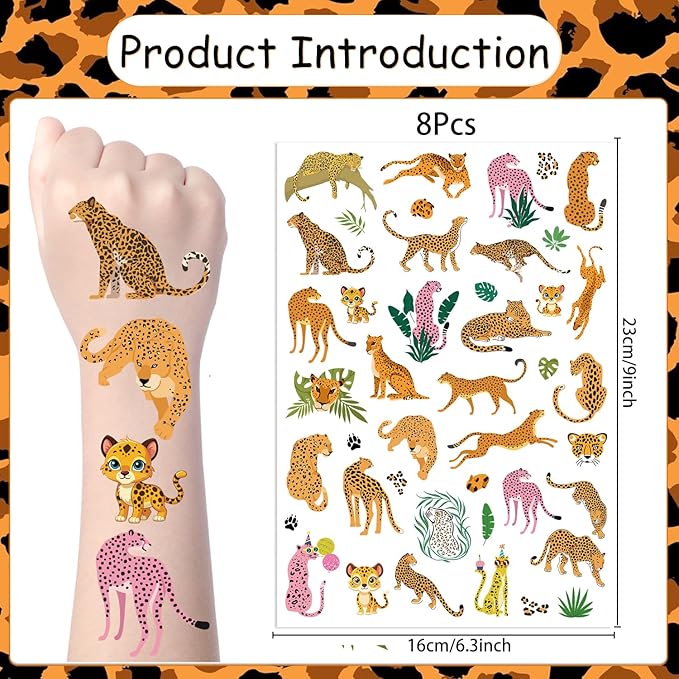 Cheetah Tattoos Temporary Decorations - 200+ Cheetah Print Party Supplies