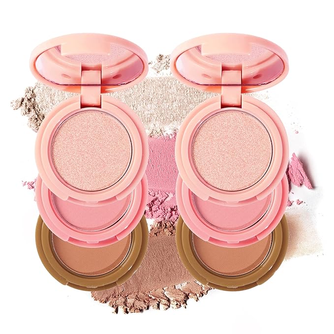 Makeup Eyeshadow Palettes, 3-in-1 Protable Multifunction Blush Highlighter
