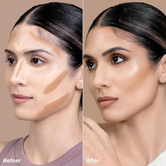 FOCALLURE 2 in 1 Cream Bronzer and Highlighter up Pen,DEEP