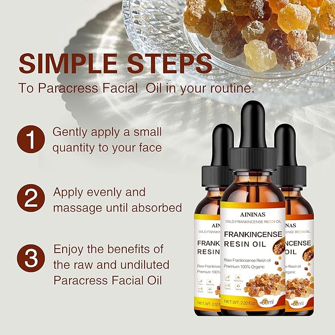 AININAS Organic Frankincense Resin Facial Oil - Reduces Fine Lines & Wrinkles, Soothes & Repairs Skin, Deep Hydration for Face & Body - 2 Fl Oz - Natural Anti-Aging Serum for Women & Men