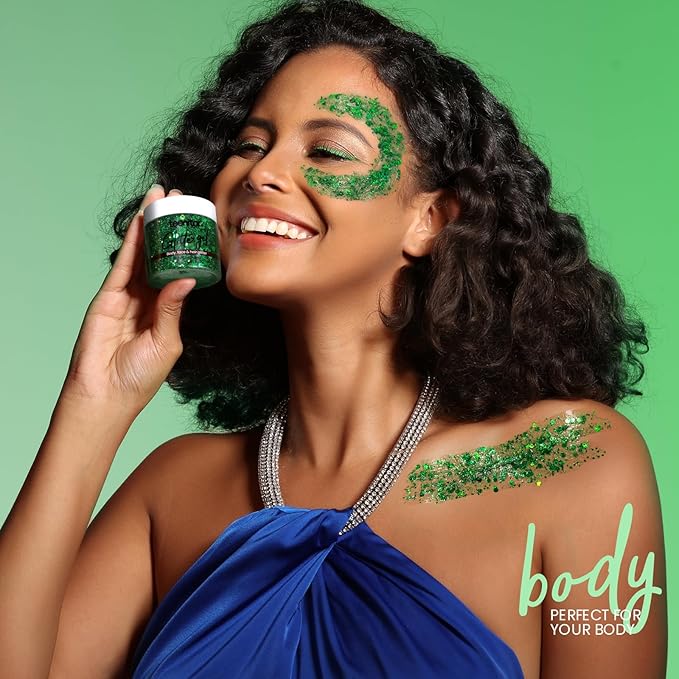 Teenitor Green Body Glitter, Face Glitter, Green Glitter, Kids 80g