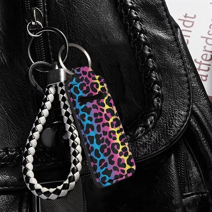 Chapstick Holder Rainbow Leopard Pattern Lip