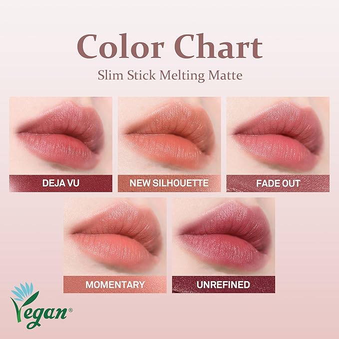 HINCE Slim Stick Melting Matte - Glides On Smooth, Sheer Color, Soft Finish, No Clump & Flake, Vivid Layered Color, Hydrating Comfort, Lightweight Cashmere Finish (NEW SILHOUETTE)