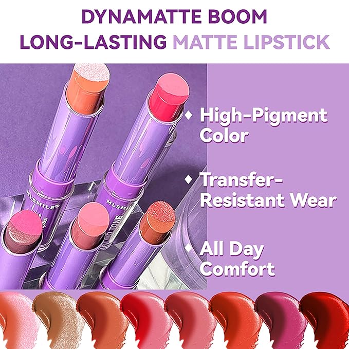 Glitter Matte Lipstick, 2 In 1 Two Tone Waterproof Lip Gloss, Sparkling High Pigment Longlasting Smudgeproof Non-Stick Cup Lipstick, Shimmer Lip Blam for Women Girl Christmas Makeup (#01)