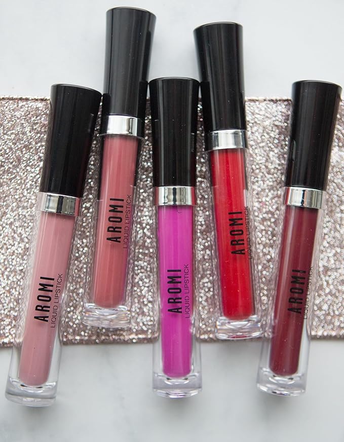 Aromi Bright Pink Matte Liquid Lipstick | Magenta Fuchsia Lip Color with Blue Undertones, Vegan, Cruelty-free, Smudge Proof, Stay All Day, Long-lasting (Pink Peonies)