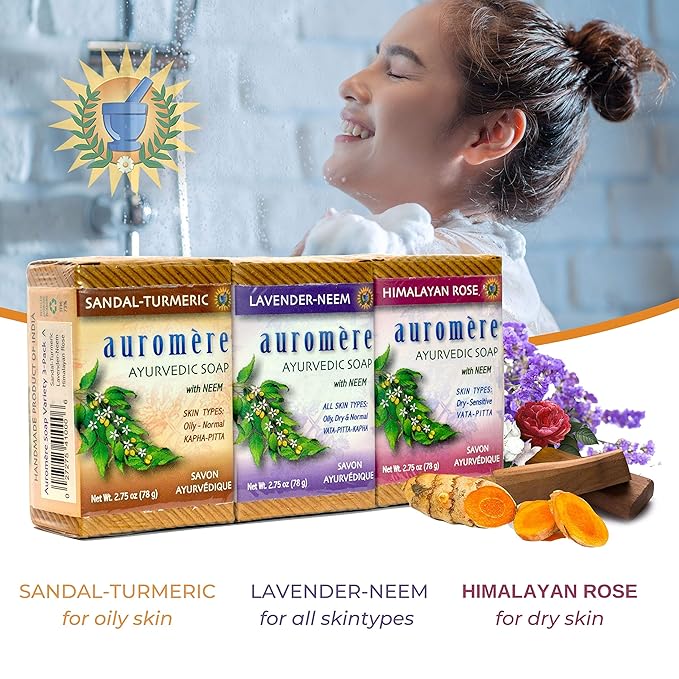 Auromere Ayurvedic Soap Variety Pack 3 x 2.75oz Natural