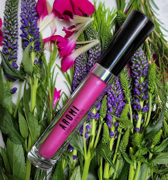 Aromi Metallic Liquid Lipstick | Long-Lasting, Waterproof, Lip Color with Shimmery Finish, Vegan, Cruelty-free, Gluten and Paraben Free, Made in USA, Handmade (Moody Magenta)
