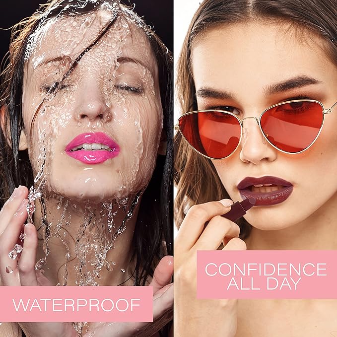 Miss Rose Matte Lipstick for Women, 12 Stunning Long Lasting Lipstick Shades, Waterproof, Highly-Pigmented, Hydrating, Smudge-Proof, Set for Makeup Lovers, Lipstick Set for All Occasions