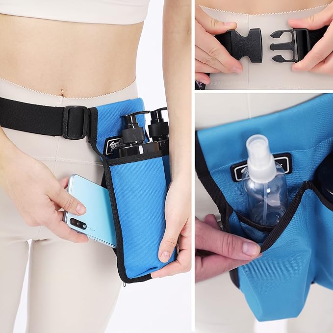 Massage Bottle Bag Massage Therapist Holster Massage Lotion Holster Massage Oil Holster(YR-2KD-Blue)