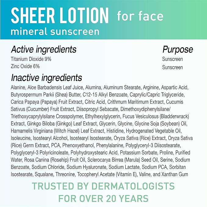 BLUE LIZARD Sheer Face Lotion - SPF 50+, 1.7 Oz