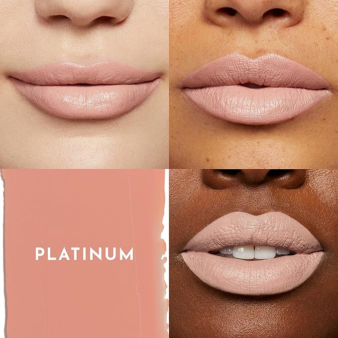 LAWLESS Forget the Filler Lip-Plumping Line-Smoothing Satin Cream Lipstick - Platinum - Natural Ingredients Smooth and Hydrate Lips for a Plumper, Fuller Look - 3.7g