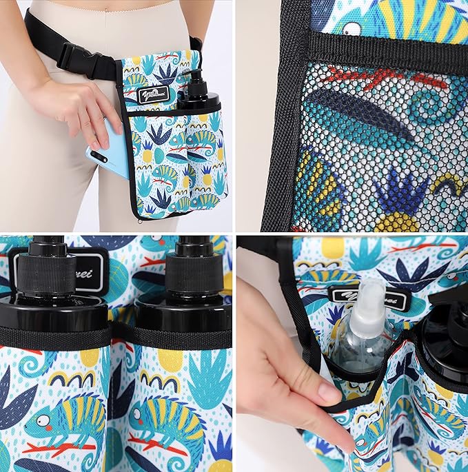 Massage Bottle Bag ,Massage Therapist Holster Massage Lotion Holster, Massage Oil Holster(2 bottle ,Flower color)