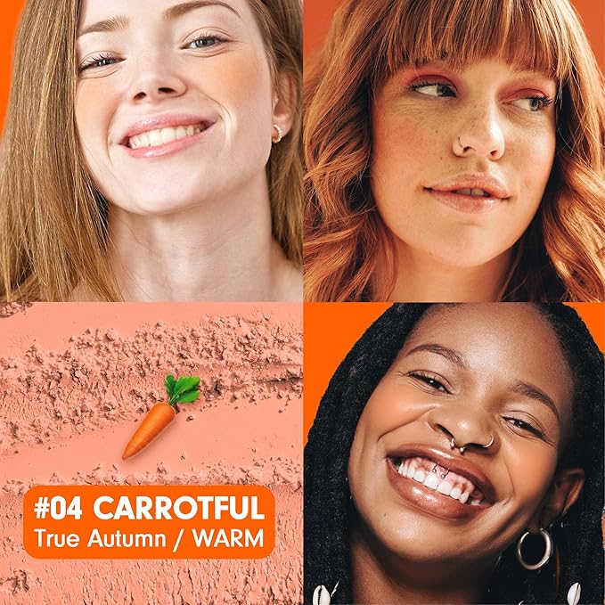 Cheerful Blusher | Real Orange Blush for Cheeks (04 Carrotful) 14 Oz
