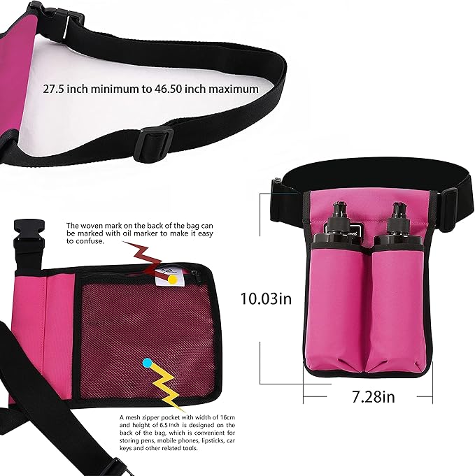Massage Bottle Bag Massage Therapist Holster Massage Lotion Holster Massage Oil Holster(YR-2KD-Rose Red)