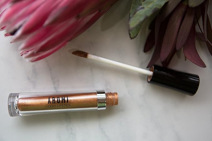 Aromi Gold Digger Metallic Liquid Lipstick, Bronze Yellow Lip Color with Shimmery Finish, Long-lasting Makeup, Handmade (Gold Digger)