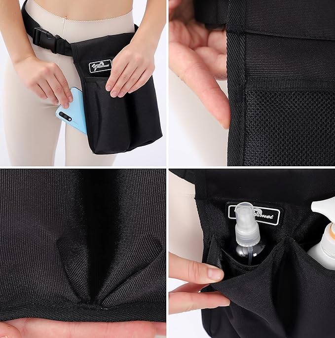 Massage Bottle Bag Massage Therapist Holster Massage Lotion Holster Massage Oil Holster(YR-2KD-Black)