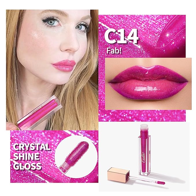 Oulac Purple Lip Gloss High-shine Moisturizing Lip Gloss Oil Liquid Lipstick Non-stick Cup Glitter Lipstick Lip Tint Reduce Fine Lines Lip Glaze For Dry Lip C14