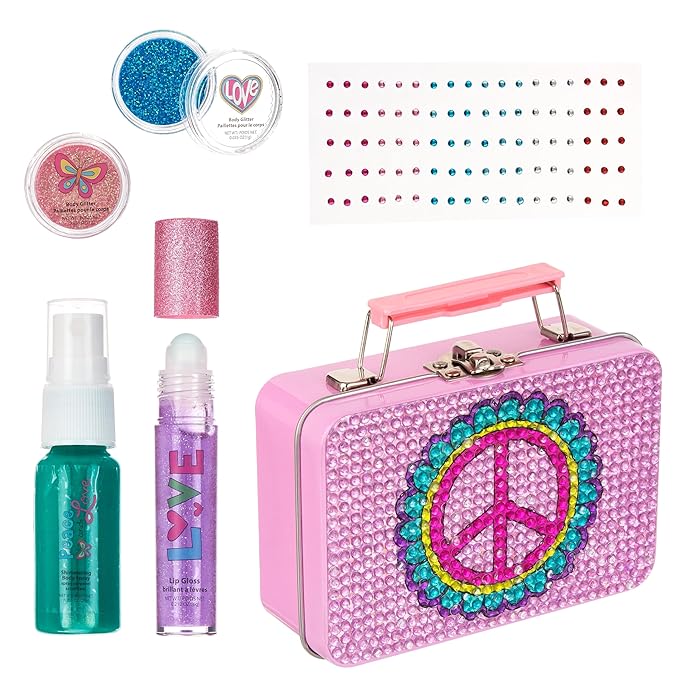Expressions 6pc Peace & Rhinestones Beauty Set w/Tin Storage